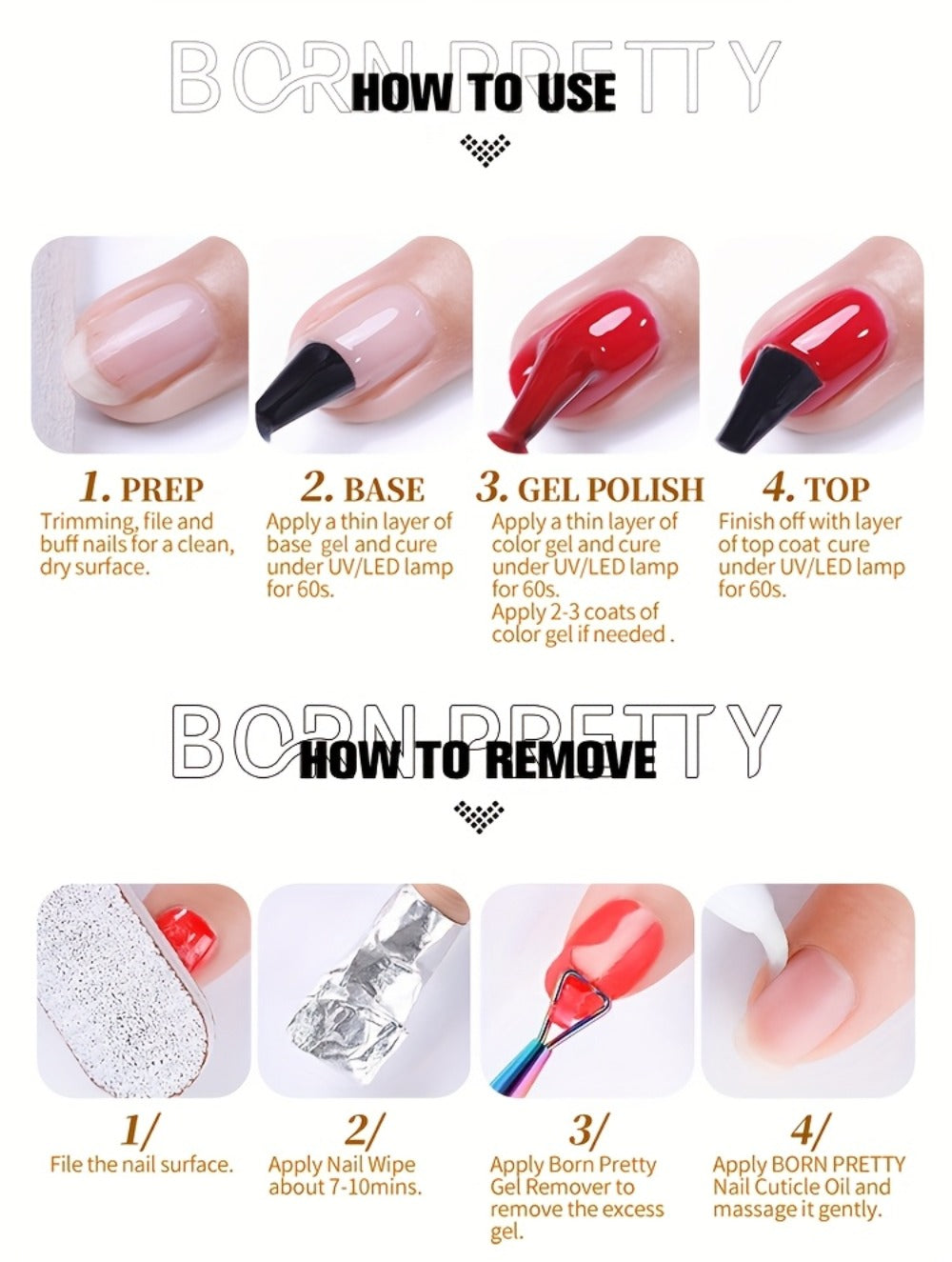 Snow Jelly Shimmer Gel Nail Polish 2pcs BORN PRETTY Semi-Permanent Soak-Off LED UV Gel Varnish Nude Pink White Glitter Long-Lasting Chip-Resistant Salon-Quality Manicure 0.34oz Each