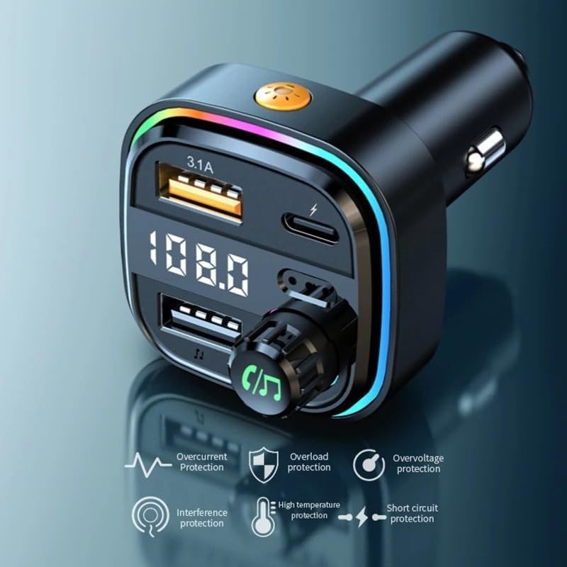 Fm Transmitter - Bluetooth Transmitter Car Stereo - Bluetooth Fm Transmitter - 2 Usb Ports,1 Usb c Port, Car charger, Fast Charge