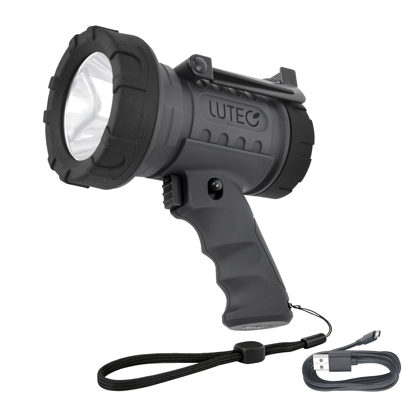 Rechargeable Spotlight Flashlight 1500LM Extremely Bright Handheld Searchlight – 4 Modes, Foldable Stand, Red Light Filter, USB Rechargeable Portable Spotlight for Camping Hunting Emergency Outdoor Use