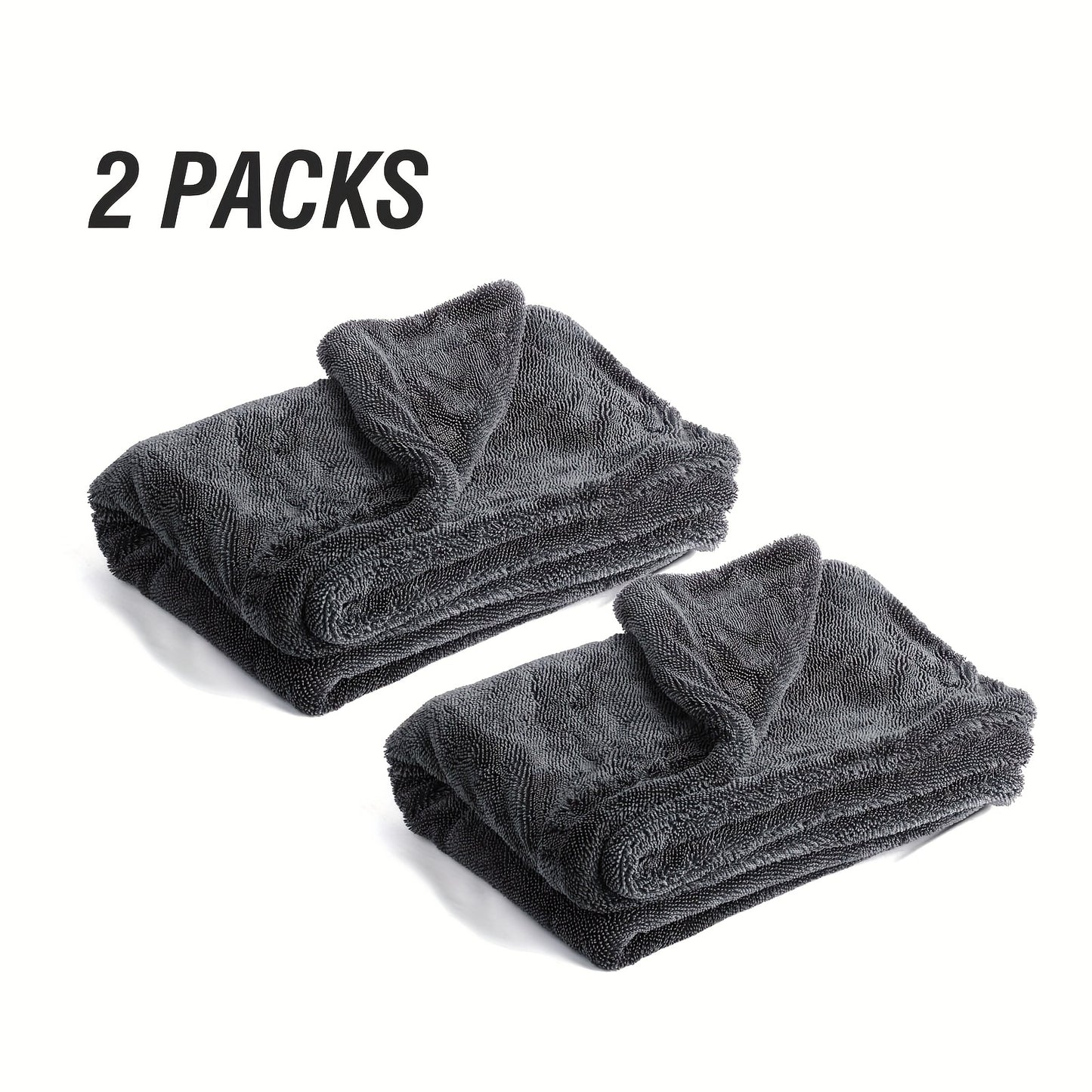 Extra Large Double Sided Car Drying Towel - 1500 GSM Edgeless Twisted Loop Design - 70/30 Blend Microfiber Drying Towel For Cars, Trucks, SUVs - Superior Absorption, Streak-Free - 24" X 36", Grey