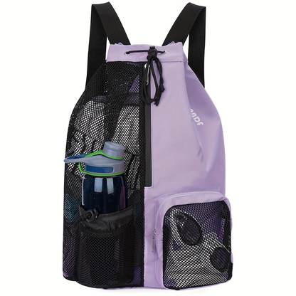 Mesh Drawstring Swim Bag – Quick-Dry Sports Backpack with Wet Pocket for Swimming, Gym & Beach, Lightweight Travel Bag for Women & Men, Adjustable Drawstring, 8 Colors