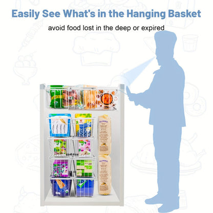 Freezer Organizer Bins, Expandable Chest Freezer Baskets with Hanging Handles – Adjustable Wire Basket 15.6" to 24.3", Heavy-Duty Iron Rust-Proof Deep Freezer Storage for Most Chest Freezers, 2 Pack