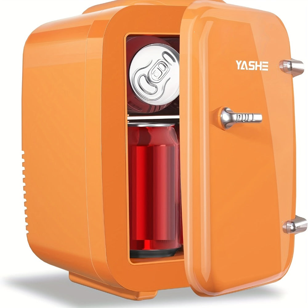 Mini Fridge 4 Liter 6 Cans - Thermoelectric Cooler and Warmer, 110V AC & 12V DC Portable Small Refrigerator for Bedroom, Office, Dorm, Car & Camping, Quiet 25dB Personal Mini Fridge 6 Colors