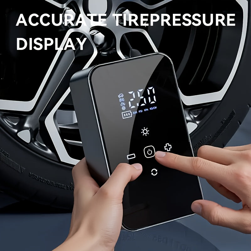 Portable Tire Inflator with Digital Pressure Gauge And LED Light Suitable for Family Travel And Sports Compatible with USB-C Equipment Portable Tire Inflator Fashionable Design DUrable Structure Lightweight Design Of Garage Tools Rechargeable Battery