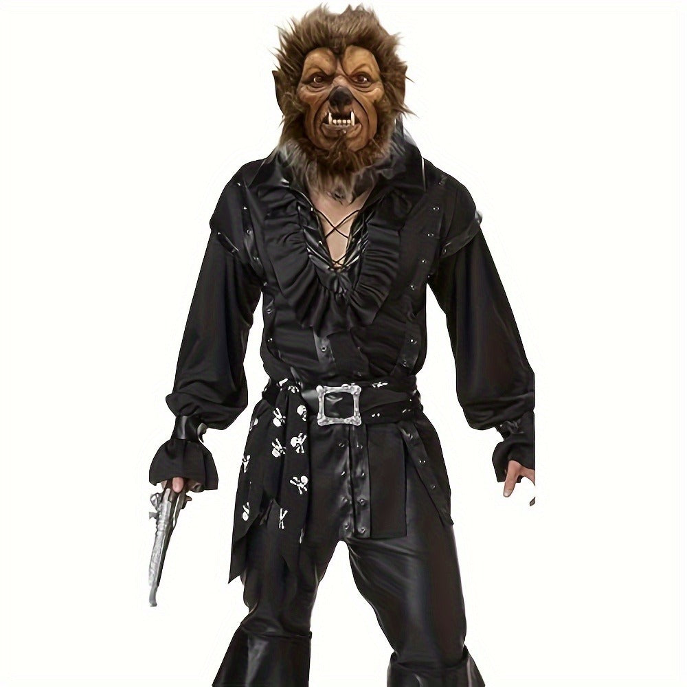 Hairy Beast Latex Masquerade Mask for Men – Natural Latex Full Face Halloween Costume Mask for Themed Party Cosplay Masquerade Ball Scary Dress Up, Cool Dashing Design Hand Washable