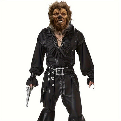 Hairy Beast Latex Masquerade Mask for Men – Natural Latex Full Face Halloween Costume Mask for Themed Party Cosplay Masquerade Ball Scary Dress Up, Cool Dashing Design Hand Washable