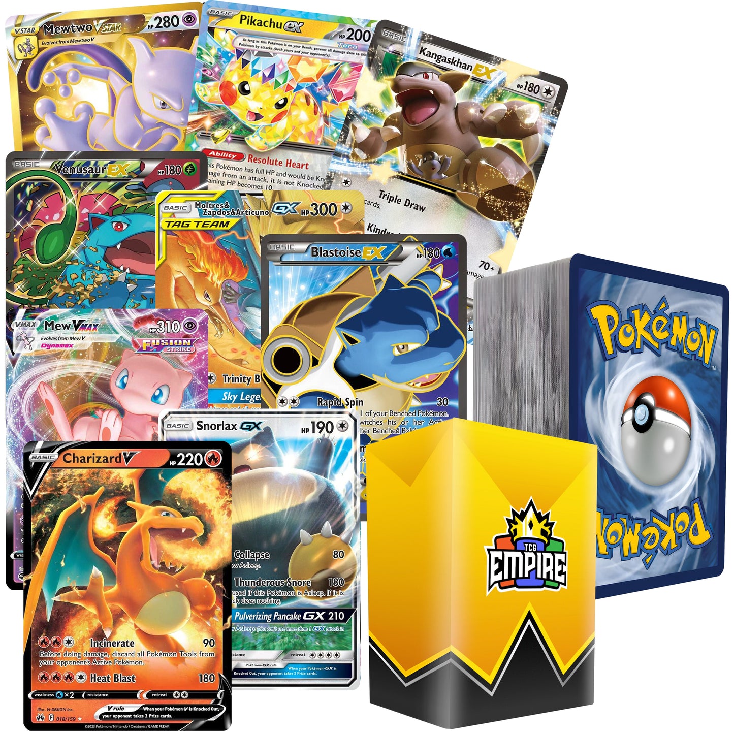Pokemon 151 Classics Bundle 100+ Cards | Charizard Mewtwo Pikachu Ultra Rare Guaranteed | 10 Holos & Rares | Kanto Collector Gift Set with Storage Box | Authentic TCG Cards