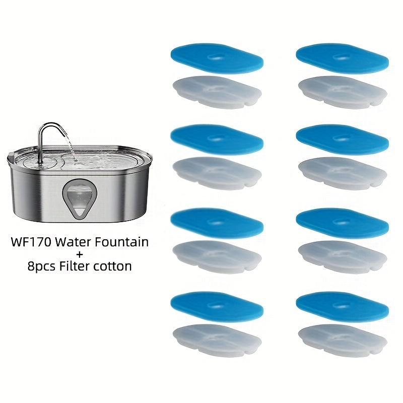 Stainless Steel Pet Water Fountain – USB Automatic Cat & Dog Water Dispenser with Transparent Window, 2-in-1 Design, Multiple Sizes & Replacement Filters
