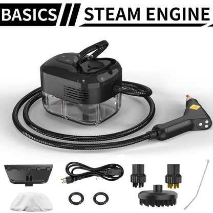 High Temperature Pressurized Steam Cleaner Handheld Portable Steam Cleaning Machine Set with Brush Heads & Glass Scraper - Multi-Surface for Kitchen, Bathroom, Furniture, Car & Tile Grout, Multiple Colors