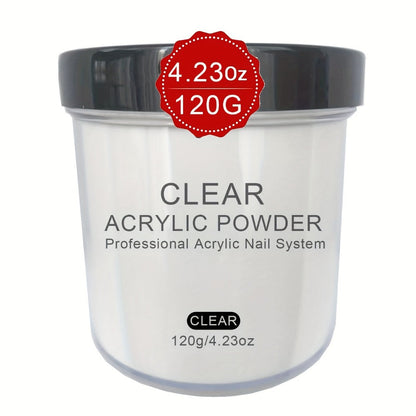 Acrylic Nail Powder 4oz Professional Polymer Powder Clear Pink White Nude Colors for Nail Extensions 3D Nail Art Sculpting & Overlay - No Lamp Required DIY Home Salon Formula