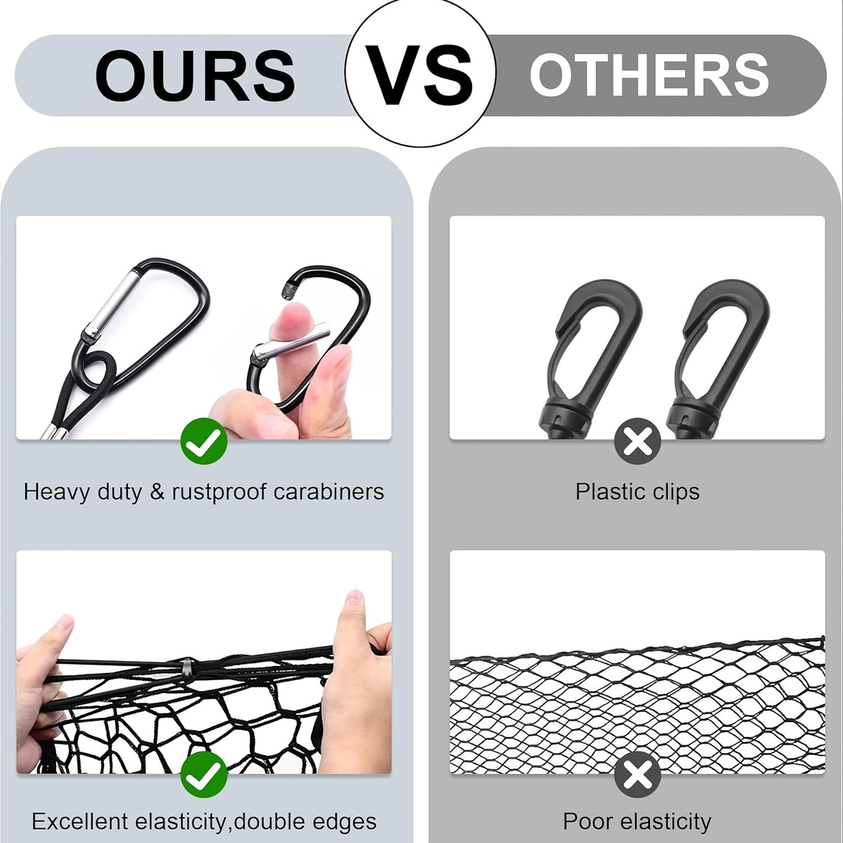 Envelope Style Trunk Cargo Net for Ford Maverick 2022-2024 Accessories, Heavy Duty Carabiners Highly Elastic Truck Bed Mesh Cargo Net- Premium Nylon Car Interior Accessories- Adjustable Elastic Trunk Organizer for SUV, Sedan And Trucks