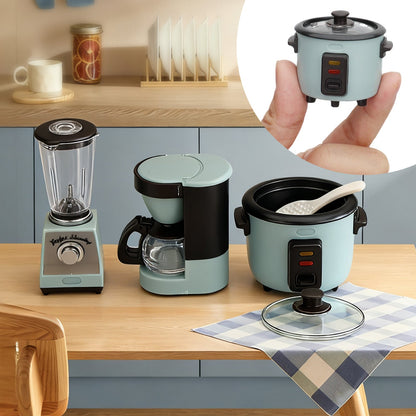 Miniature Dollhouse Kitchen Appliance Set 1:12 Scale 3 Pcs – Rice Cooker, Juicer & Coffee Maker Models, Realistic Dollhouse Decor Accessories, Collectible Gift for Miniature Enthusiasts & Collectors
