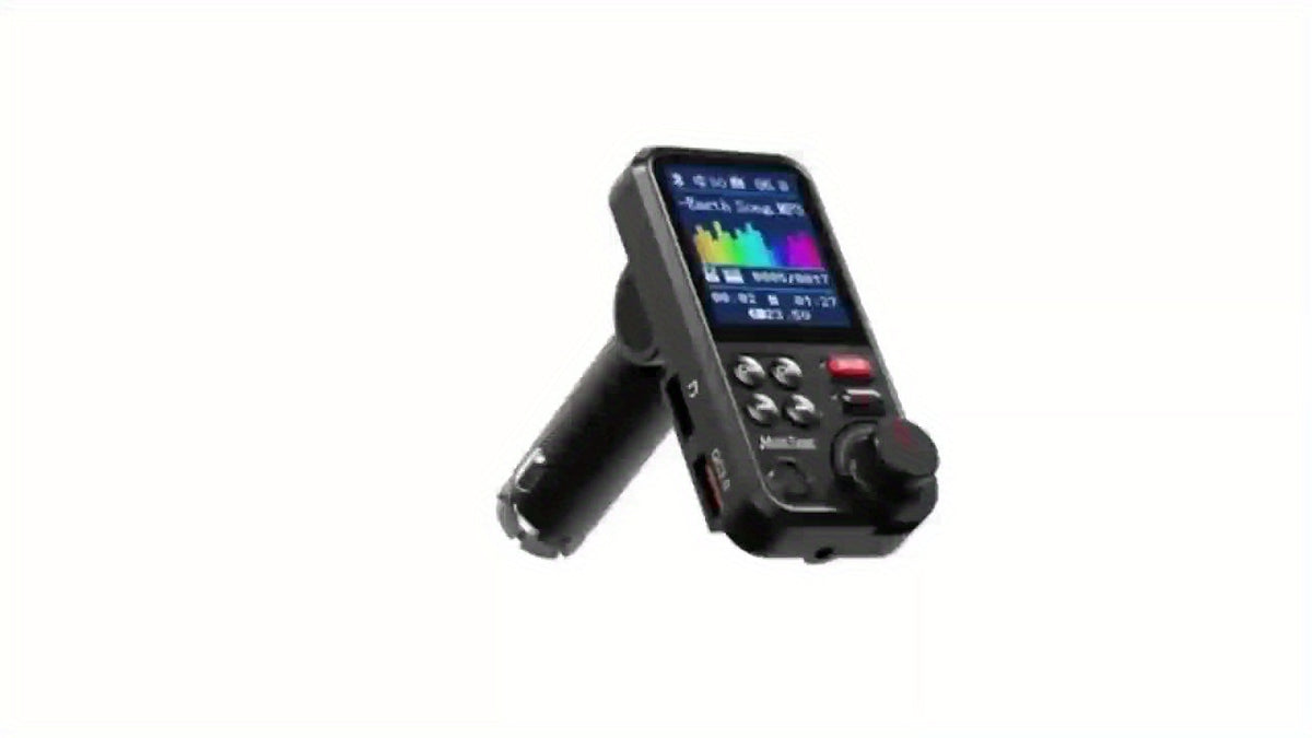 Car FM-BT 5.3 Transmitter with Enhanced Microphone, Wireless Car Adapter, 1.8" Color Screen, Hands-Free Calling, QC3.0 Fast Charging, Supports 64GB USB Drive & 64GB TF Card, And Bass/Treble Music Player.