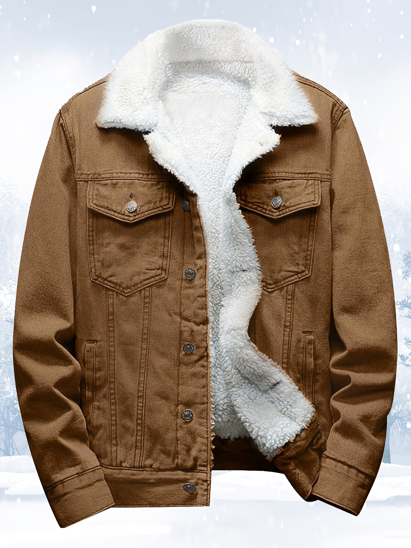 Men's Cozy Denim Button-Front Jacket