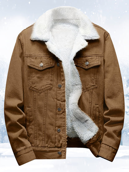 Men's Cozy Denim Button-Front Jacket