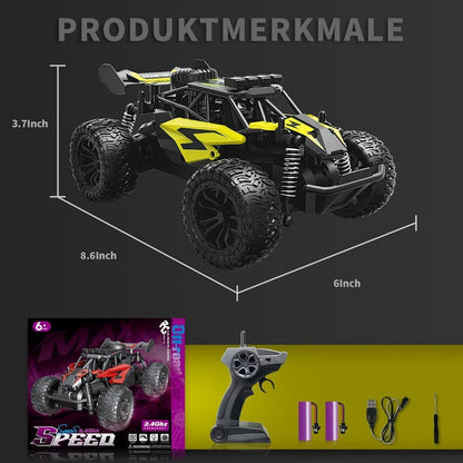 RC Off-Road Truck for Kids Ages 6+ – High Speed Remote Control Car Alloy Steel Body Full-Function 4WD All-Terrain Monster Truck Toy for Boys, Best Birthday Christmas Holiday Gift