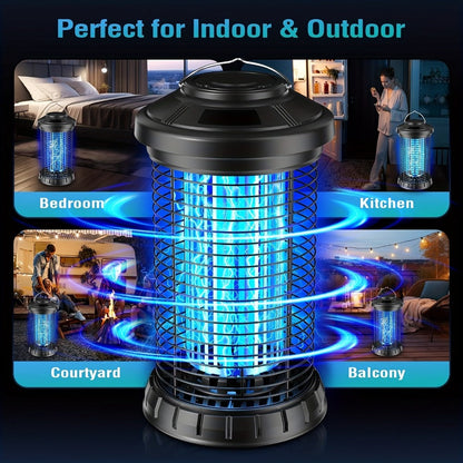 Portable Bug Zapper 4200V – Electric Mosquito Killer & Indoor Fly Trap, UV Insect Zapper for Home, Bedroom, Kitchen, Backyard & Camping, Chemical-Free Bug Repellent Mosquito Trap – Black