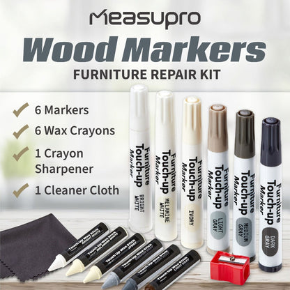 Wood Scratch Repair Kit Furniture Touch Up Markers Scratch Stain Repair Pens for Wood Furniture Tables Desks Floors Bedposts Cabinets Dark Light Mixed Colors 13 PC or 34 PC Carpenter Essential
