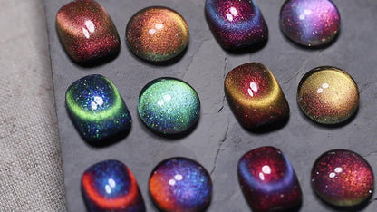 Cat Eye Gel Polish Set 6pcs BORN PRETTY Double Light Reflective Magnetic - Sparkling Rainbow Glass Cat Eye Effect Soak Off UV LED Gel 10ml Each Long Lasting Salon & Home DIY Manicure Kit for Women