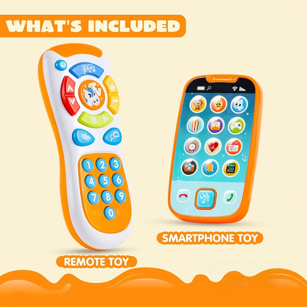 Baby Smartphone & Remote Control Toy Set with Horse – Pretend Play Phone with Music, Sound Effects & Learning Features, Gift for Infants Toddlers Boys Girls