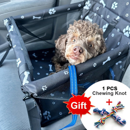 Dog Car Booster Seat for Small Dogs & Cats - Foldable Oxford Pet Car Seat Carrier with Safety Leash, Adjustable Straps, Breathable Mesh, Elevated View, Soft Washable Travel Bag for Puppies & Kittens