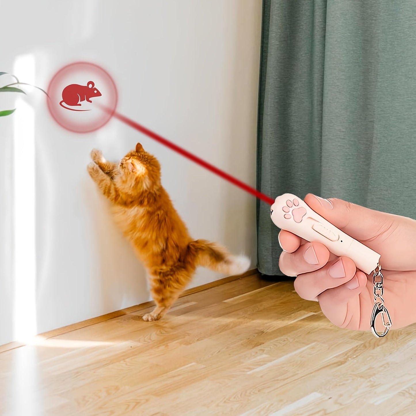Cat Teaser Toy 7-in-1 USB Rechargeable - Interactive Wand Toy for Indoor Cats & Dogs, Feather Chaser Exercise Toy with Free Bonus Mouse Toy, Stimulating Chase & Play Gift for Pets