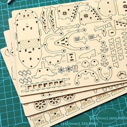 Steampunk Airship Wooden Model Kit – DIY Mechanical Puzzle Building Set for Adults & Teens, Laser-Cut Handcraft Brain Teaser, Unique Birthday Christmas Gift for Men Women