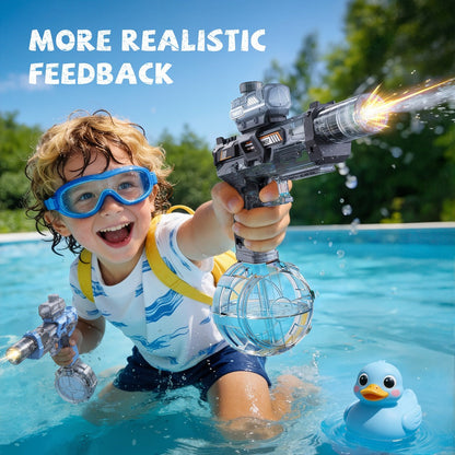 Kids Electric Water Gun with Sound Effects for Ages 3-6 – Automatic High Capacity Squirt Blaster Long Range, Toddler Summer Outdoor Pool Beach Backyard Party Toy, Birthday Gift for Boys Girls, 2-Pack Option