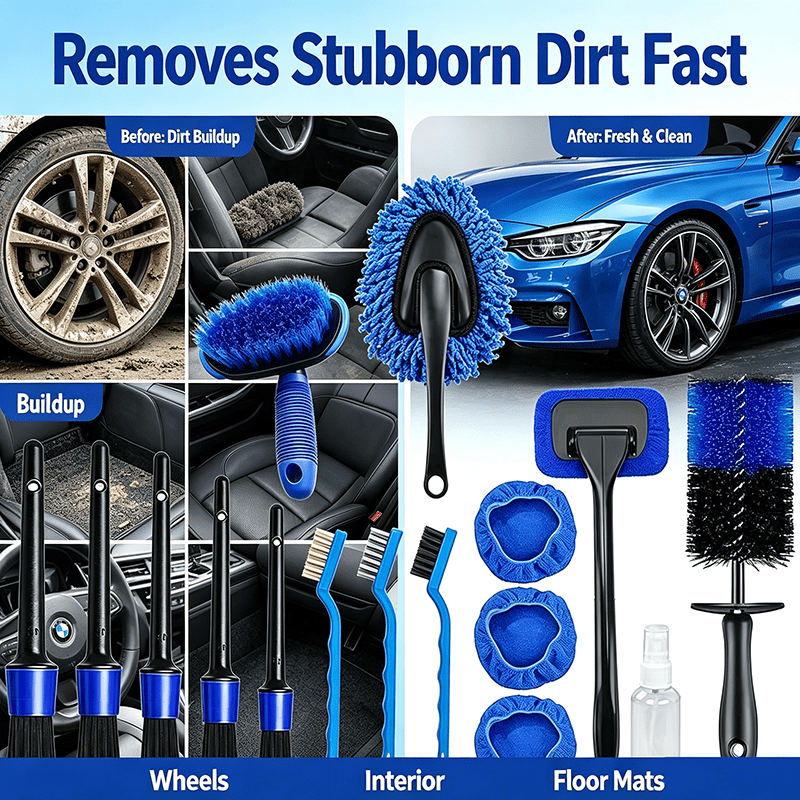 25pcs Cleaning Brush Car Detailing Kit, Car Detailing Brush Set, Car Cleaning Kit, Auto Detailing Tools for Interior Exterior Wheels, Professional Car Wash Additions with Windshield Cleaning Tool And Storage Box