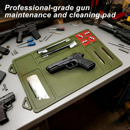 Gun Cleaning Mat with Magnetic Parts Tray – Heavy Duty Non-Slip Rubber Solvent-Resistant Pad for Pistol Rifle Handgun Maintenance, Easy-Clean Silicone Surface Gunsmith Work Mat