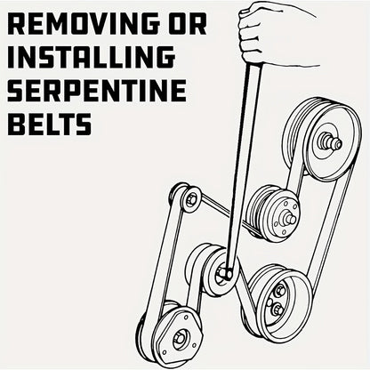 Serpentine Belt Tool Set 8-Piece, Universal 3/8" & 1/2" Drive Belt Tensioner Wrench Kit with Idler Pulley Adjuster & Crowfoot Wrenches, Chrome Vanadium Steel, Car Engine Belt Removal & Installation