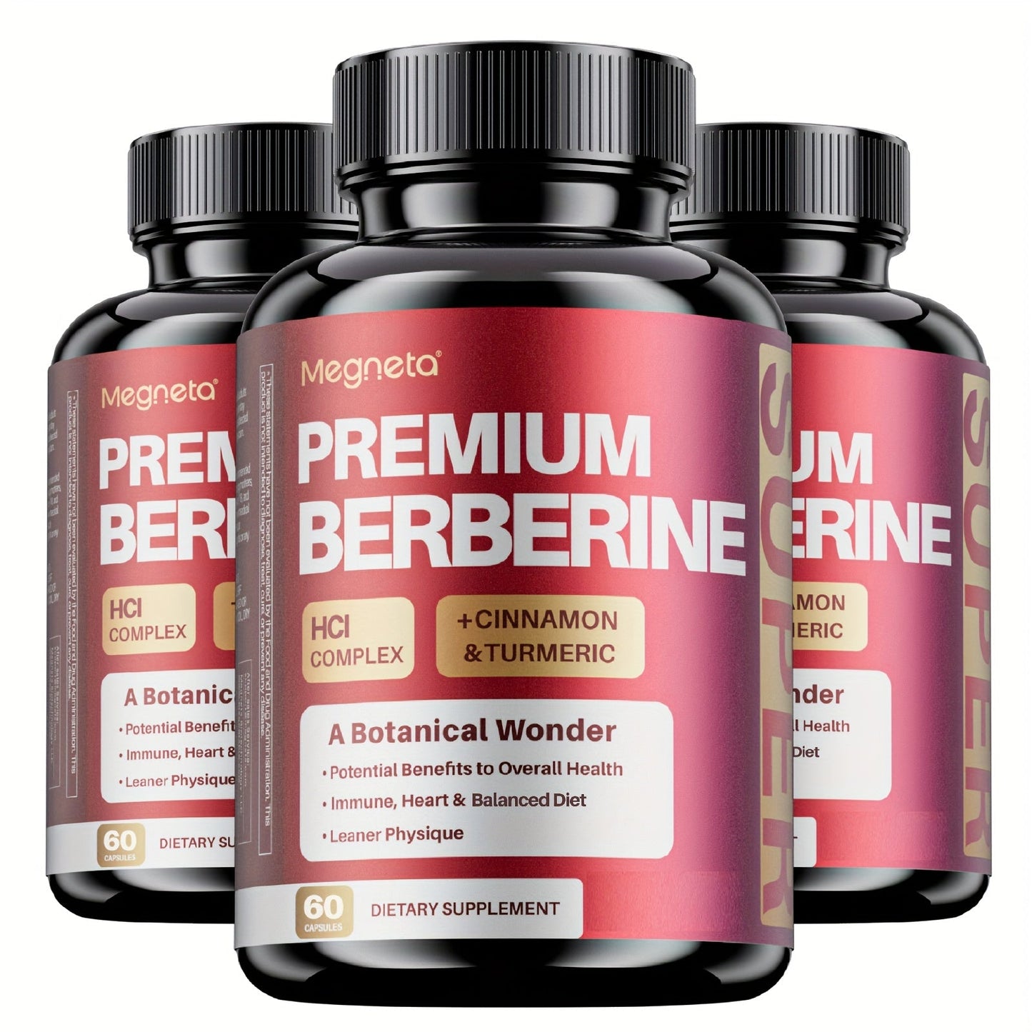 Berberine with Ceylon Cinnamon, Turmeric & Black Pepper – Premium Blood Sugar Support, Vascular Health & Digestive Wellness Capsules | 60 Capsules 1 Month Supply | 1, 2 or 3 Bottle Pack
