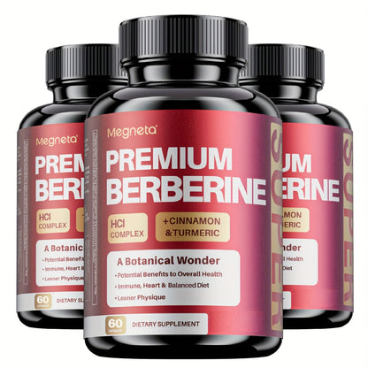 Berberine with Ceylon Cinnamon, Turmeric & Black Pepper – Premium Blood Sugar Support, Vascular Health & Digestive Wellness Capsules | 60 Capsules 1 Month Supply | 1, 2 or 3 Bottle Pack