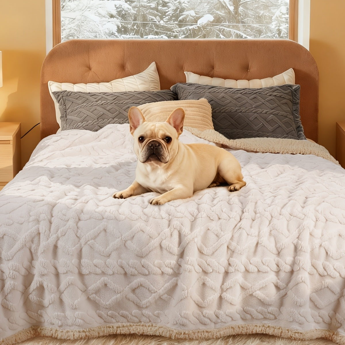 Liquid-Proof Dog Blanket for Sofa & Bed – Reversible Sherpa Fleece Pet Throw Cover for Small Medium Large Dogs & Cats, 6 Sizes, 4 Colors