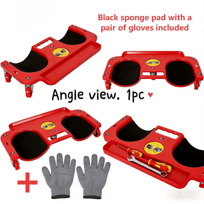 A Rolling Knee Protector with Wheels, A Rolling Knee Movement Platform with Foam-filled Knee Cups, Suitable for Automotive Repair, Flooring, And Garage Applications, with Dimensions Of 20.08 Inches X 5.51 Inches.
