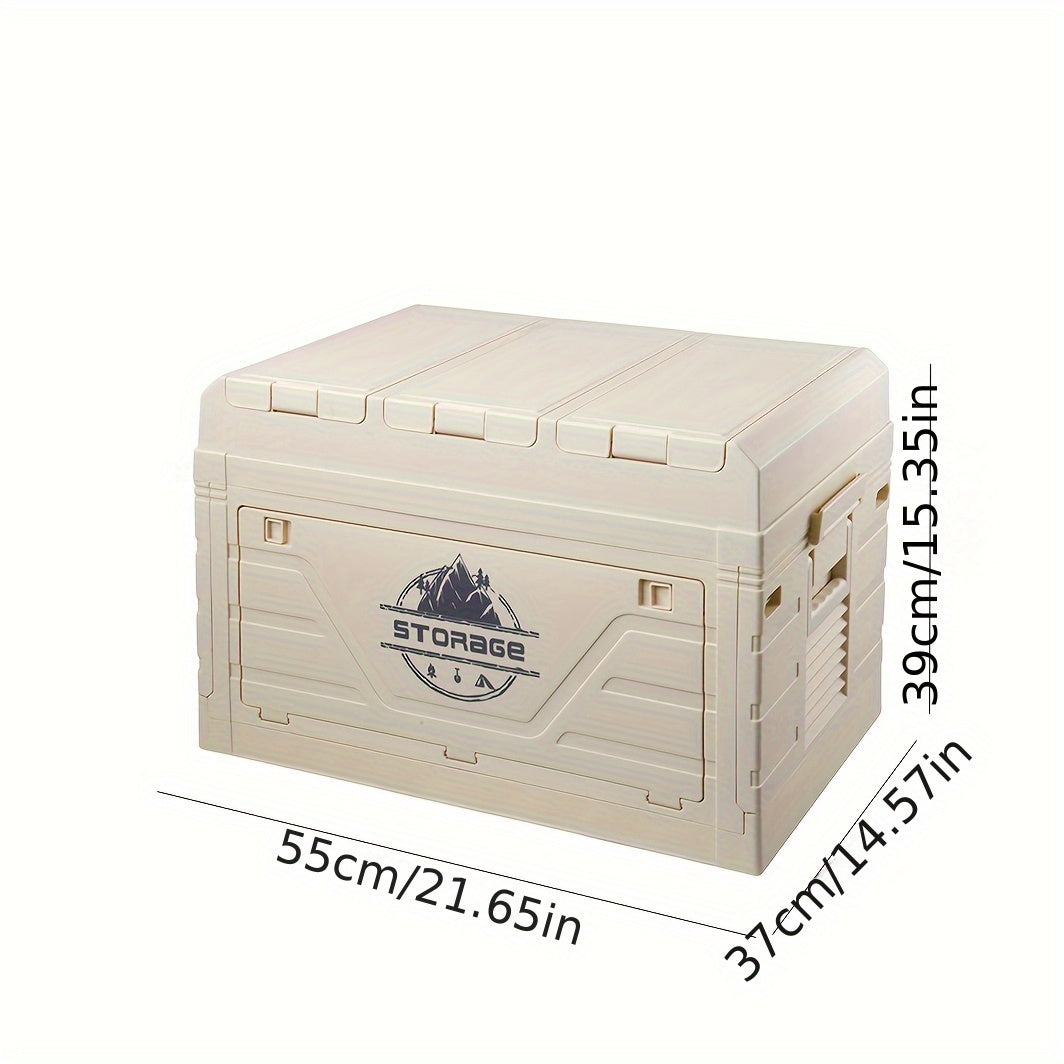 Large-Capacity Plastic Folding Box for Outdoor Use, Essential for Camping And Car Trunk Storage, with a Foldable Table And Storage Function