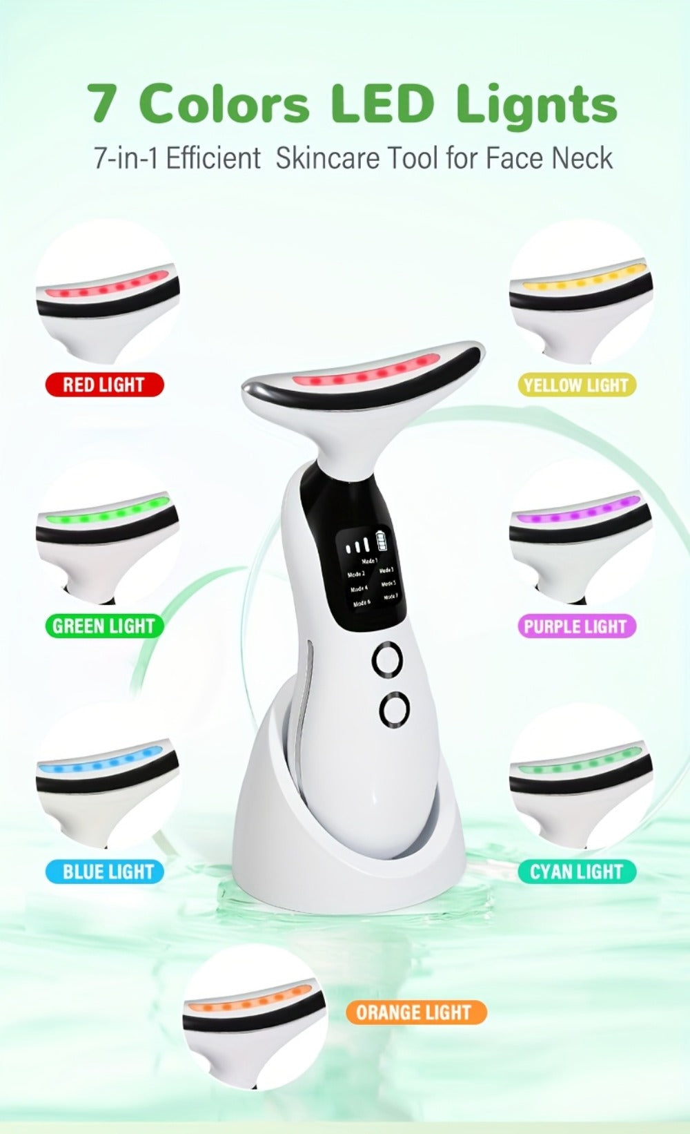 7-in-1 Neck Beauty Device with Base – Multi-Functional Skincare Tool, USB Rechargeable, Anti-Aging Neck Firming & Lifting, Mother's Day Gift for Women