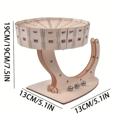 Perpetual Motion Machine Puzzle Kit 3D Wooden – Metal Ball Kinetic Sculpture, Mechanical Brain Teaser STEM Model, Unique Birthday Christmas Gift for Adults Teens Men Women Engineers