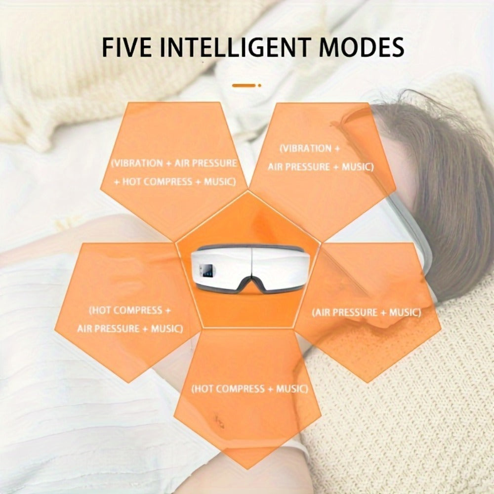 Eye Massager 4D Kneading Vibration Hot Compress Bluetooth Music Massage – Rechargeable Portable Eye Relax Device for Stress Relief