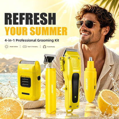 Hair Clippers for Men - 4-in-1 Cordless Trimmer Set, Rechargeable Electric Shaver with Beard Trimmer, Nose Hair Trimmer, Body Groomer & Hair Clipper Kit for Home Barber Use