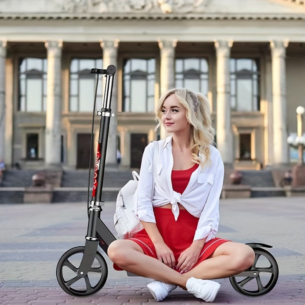 Foldable Commuter Scooter for Adults and Teens – 4-Gear Adjustable Height Double Brake Lightweight 2-Wheel Kick Scooter 220 lb Capacity, Eco-Friendly Gift for Youth Ages 14 and Up (White)