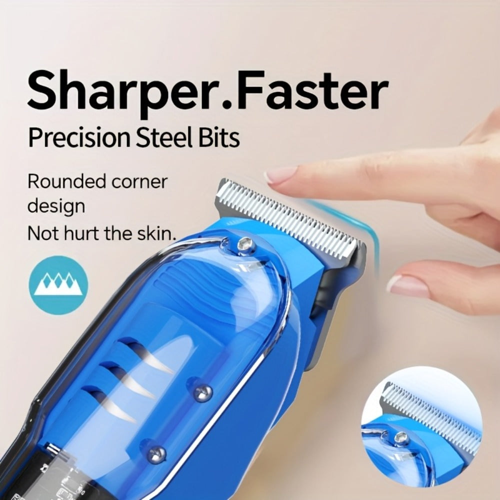 Rechargeable Electric Hair Clipper with LED Display & Transparent Shell — Professional Cordless Trimmer for Men & Women, Portable Home & Salon Haircut Kit, Multiple Colors Available