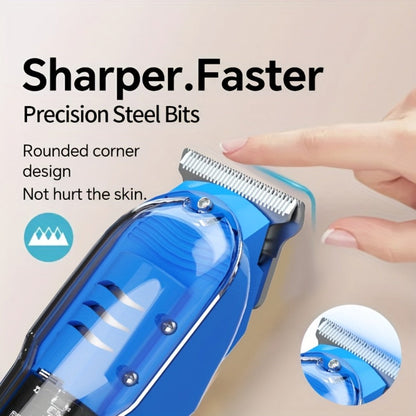 Rechargeable Electric Hair Clipper with LED Display & Transparent Shell — Professional Cordless Trimmer for Men & Women, Portable Home & Salon Haircut Kit, Multiple Colors Available