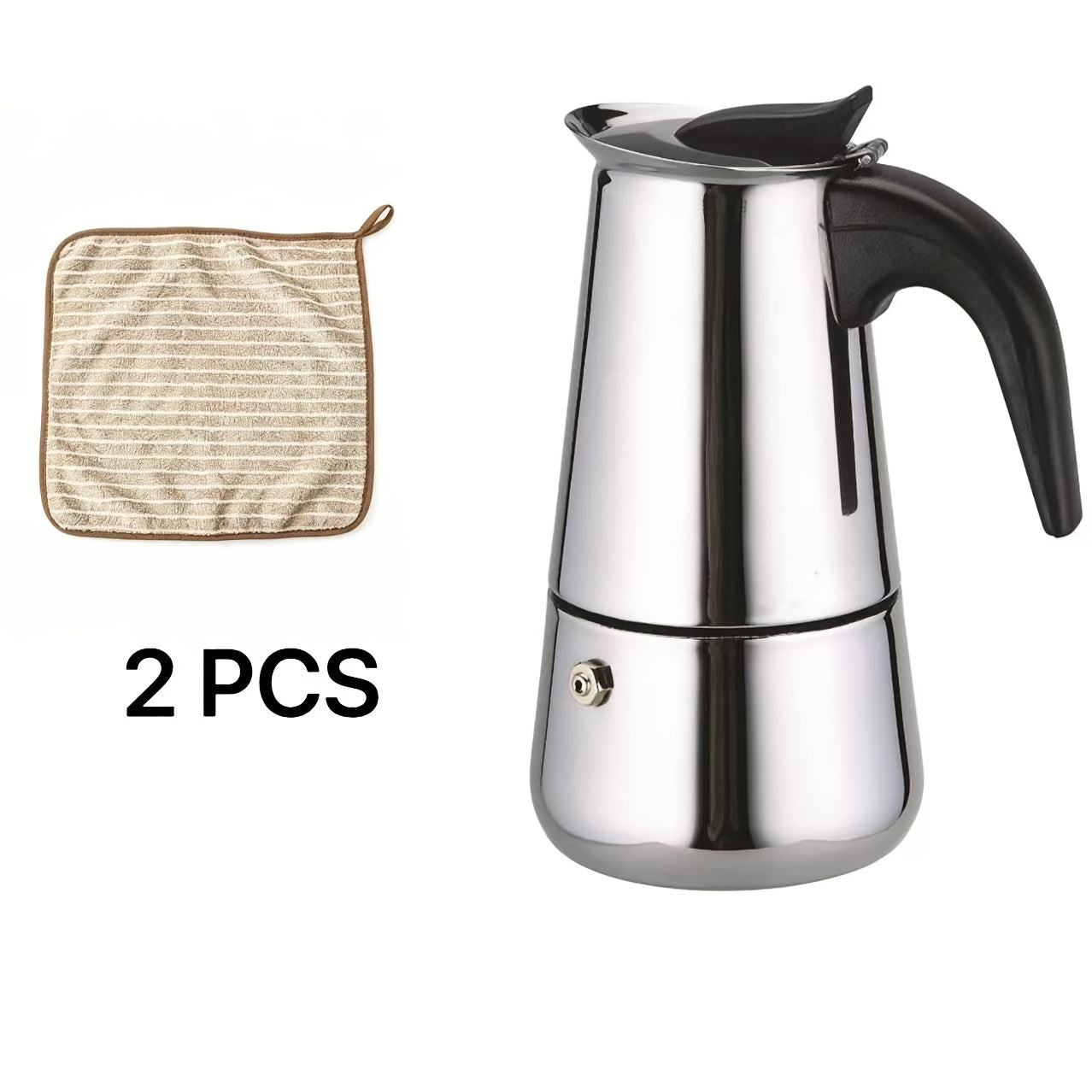 Stainless Steel Moka Pot Italian Espresso Maker – 2/4/6/9 Cup Stovetop Coffee Maker, Straight Style Moka Express for Home, Camping & Outdoor Use, Includes Cleaning Cloth – Professional Espresso Brewer