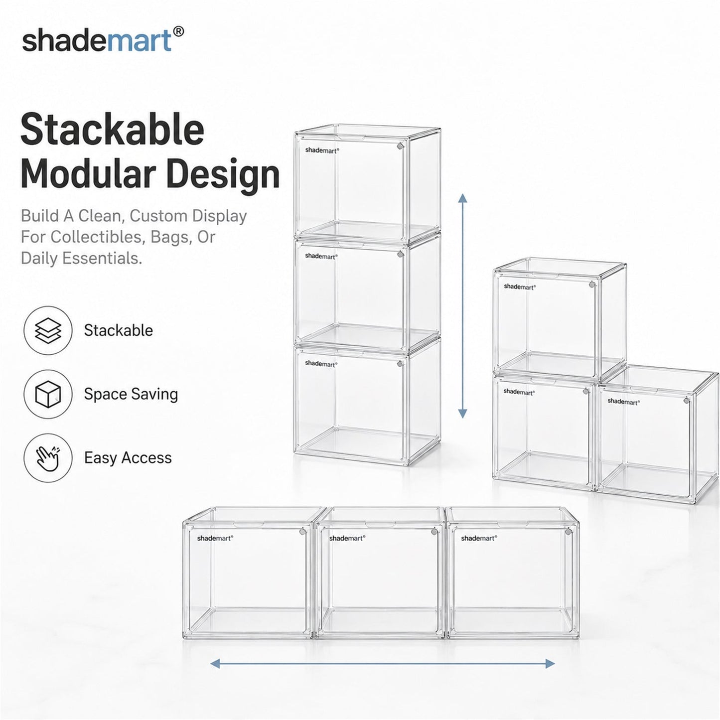 Clear Display Case Set of 3 – Dustproof Transparent Storage Box Organizer for Collectibles, Car Models, Action Figures & Show Display | Collector Display Cases for Adults & Kids