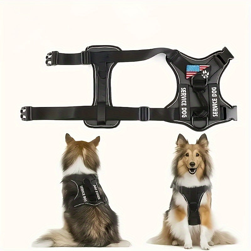 Service Dog Harness with 5 Patches – Reflective Adjustable Oxford Vest with Inner Mesh Layer, Service Dog ID System for Small Medium Large Dogs, XS–XL, 5 Colors