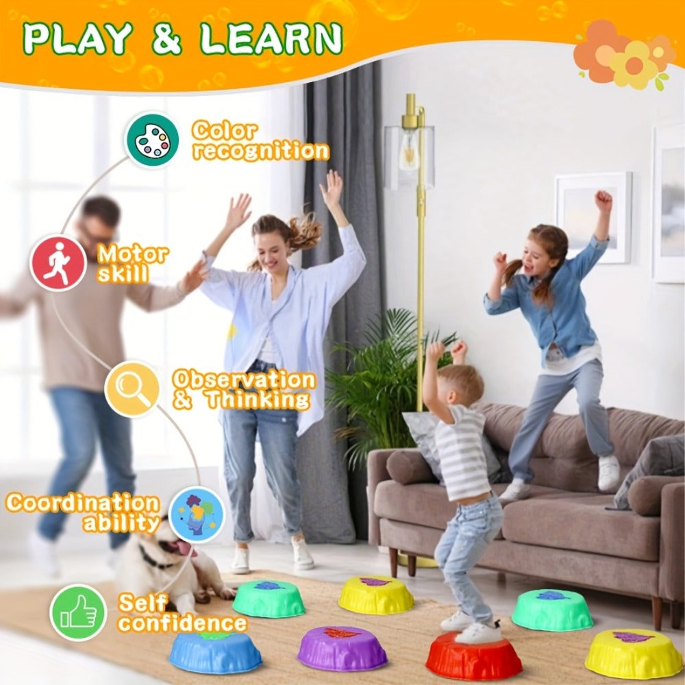 Light-Up Stepping Stones for Kids 10 Piece Glow Balance Training Sensory Coordination Game Indoor Outdoor Activity Toy Party Birthday Christmas Gift Boys Girls Ages 3+