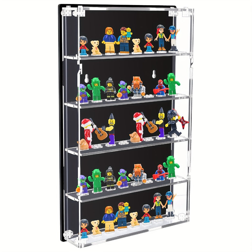 Wall Mounted Display Case 5-Tier for 40 Figurines Clear Acrylic Showcase with Built-In Stands & Mounting Hardware for Action Figures Funko Pop Anime Collectibles Mini Figures