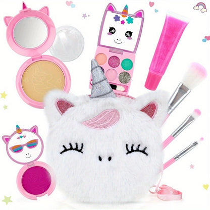 Kids Pretend Makeup Set for Girls Ages 3-12 – Non-Toxic Washable Princess Cosmetics with Crossbody Coin Purse, Dress Up Role Play Toy, Birthday Christmas Gift for Girls