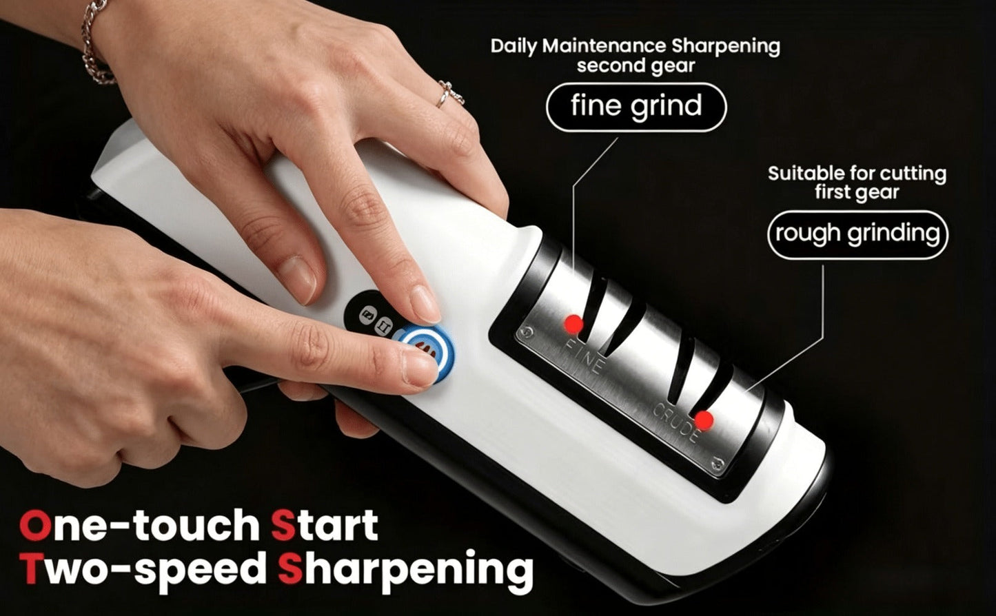Electric Knife Sharpener USB Rechargeable Professional Knife Grinder & Polisher – Fast Sharpening for Chef Knives, Fruit Knives & Kitchen Blades, Portable Cordless Design for Home & Outdoor Use